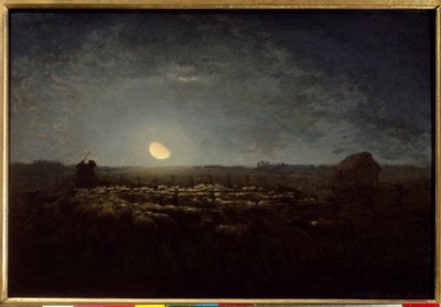 A juhpark, holdfény. Jean Francois Millet festménye (1814-1875) alkotó: Jean Francois Millet