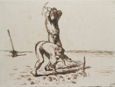 Csákányokkal ásó két paraszt, c1844-1846 alkotó: Jean Francois Millet