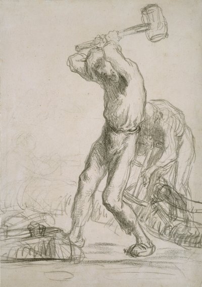 Két paraszt fát fűrészel és hasít, c1850-1851 alkotó: Jean Francois Millet