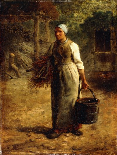 Tűzifát és vödört hordozó nő, 1858-60 körül alkotó: Jean Francois Millet