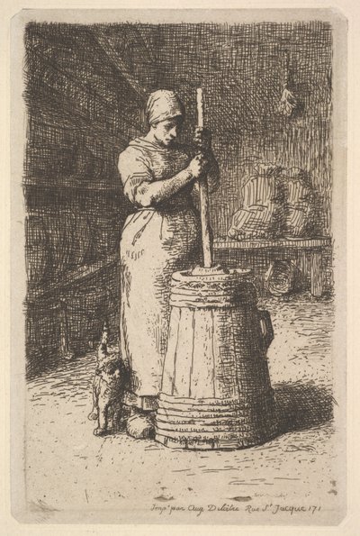 Vajat forgató nő, 1855-56. alkotó: Jean Francois Millet