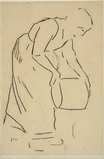 Nő kiürít egy vödröt alkotó: Jean Francois Millet