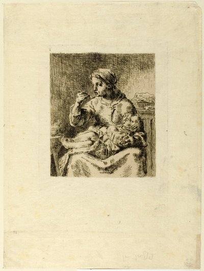 Nő eteti a gyermekét alkotó: Jean Francois Millet