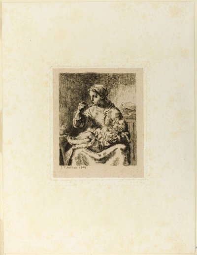 Nő eteti a gyermekét alkotó: Jean Francois Millet