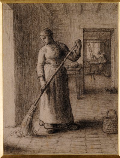 Nő söpri haza alkotó: Jean Francois Millet