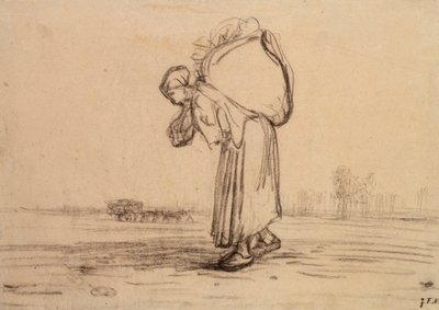 Nő, aki zsákot hord a hátán, 1851-1855 alkotó: Jean Francois Millet