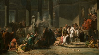 Athéni lányok sorsot húznak, hogy eldöntsék, melyik hetet küldjék Krétára, hogy feláldozzák a Minotaurusznak (olaj, vászon) alkotó: Jean François Pierre Peyron