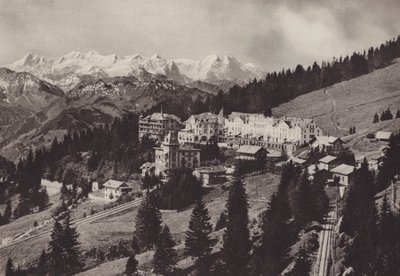Grand Hotel, Rigi Kaltbad, a Vitznau Rigi Kulm fogaskerekű vasútnál (f/w fotó) alkotó: Jean Gaberell