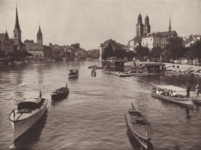 Svájc: Zürich a Quaibrucke-ból (f/w fotó) alkotó: Jean Gaberell