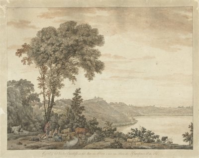 Kilátás Castel Gandolfóra és az Albano-tóra alkotó: Jean Grandjean