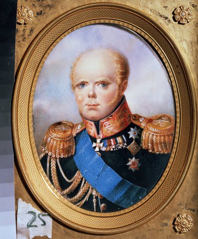 Konstantin Pavlovics orosz nagyherceg portréja (1779-1831) (Konstantin Pavlovics orosz nagyherceg portréja). Jean Henri Benner (1776-1836) festménye. akvarell papíron alkotó: Jean Henri Benner
