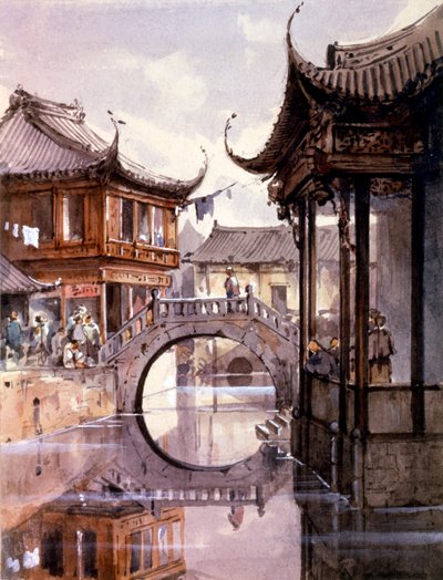 Kilátás Shanghai, Kína, c1860 alkotó: Jean Henri Zuber