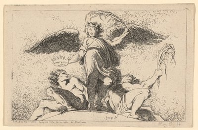 Angyal kezében egy tenyér és egy korona alkotó: Jean Honoré Fragonard after Annibale Carracci