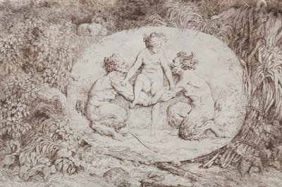 Bacchanales: Két szatír által támogatott nimfa alkotó: Jean Honore Fragonard