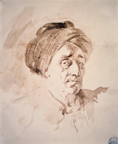 Fej turbánnal Jean Honore Fragonard (1732-1806) rajza a mosásban. 18. századi Besancon. Szépművészeti Múzeum alkotó: Jean Honore Fragonard