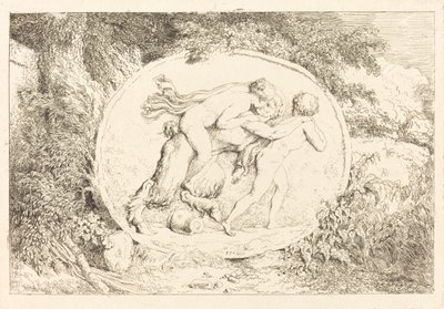 Nymph Astride a Satyr (Fiatal lány, aki szatírban húzódik) alkotó: Jean Honore Fragonard