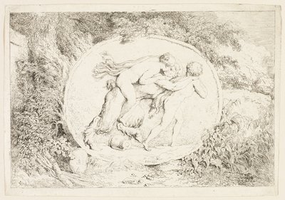 Szatír hátán lovagló nimfa, a Bacchanales, avagy szatírjátékok című képből alkotó: Jean Honore Fragonard