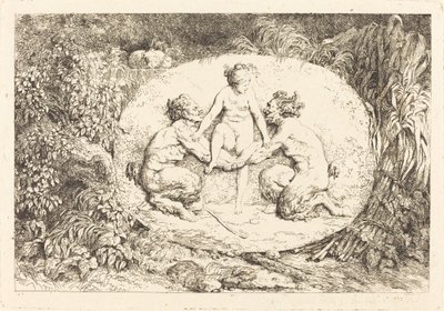 Két szatír által támogatott nimfa alkotó: Jean Honore Fragonard
