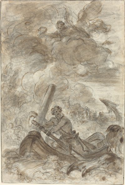 Orlando megöli az orkot egy horgony segítségével alkotó: Jean Honore Fragonard