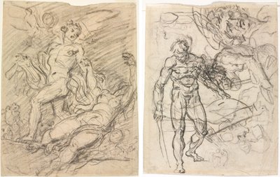 Orpheus és Eurydice (recto); Ábratanulmányok (fordítva) alkotó: Jean Honore Fragonard