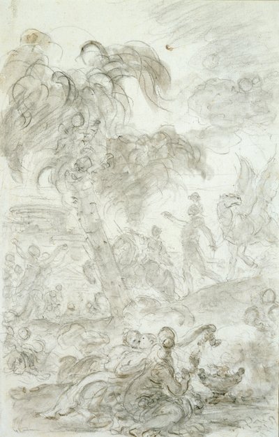 Ruggiero megérkezik Alcina palotájának küszöbére (toll és tinta, kréta és mosás, papír) alkotó: Jean Honore Fragonard