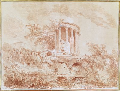 A Sybil temploma Tivoliban (piros kréta papíron) alkotó: Jean Honore Fragonard