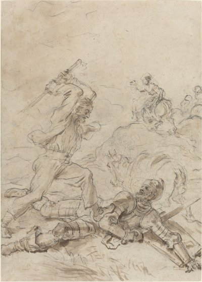 A Muléter megtámadja Don Quijotét, miközben tehetetlenül fekszik a földön alkotó: Jean Honore Fragonard