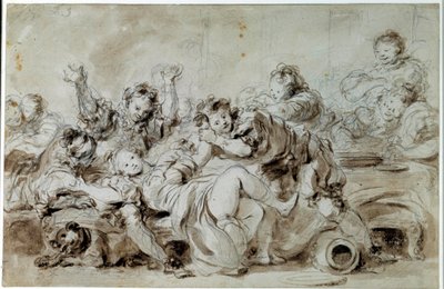 Az agresszor megbüntetett Miután „a gázkont megbüntették” című mese, Jean de la Fontaine. Jean Honore Fragonard (1732-1806) rajza 18. századi magángyűjtemény alkotó: Jean Honore Fragonard