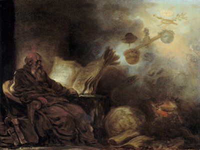 Plutarkhosz álma vagy Plutarkhosz alkotja az illusztris emberek életét. Az öregembert a meditáció ábrázolja. Jean Honore Fragonard (1732-1806) festménye alkotó: Jean Honore Fragonard