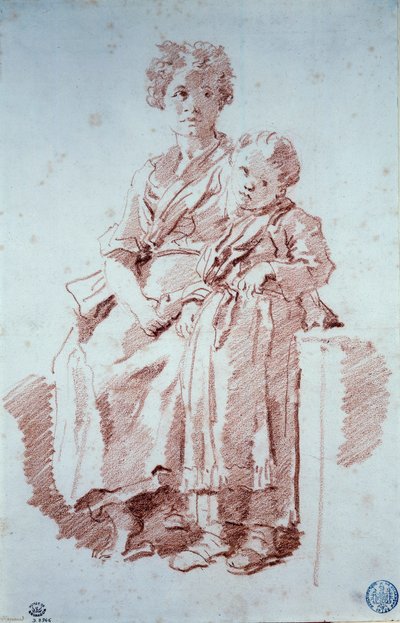 Fiatal lány és kis húga, Sanguine, Jean Honore Fragonard (1732-1806) 1774 Besancon, Musee des Beaux Arts alkotó: Jean Honore Fragonard