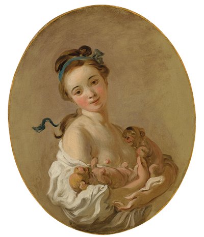 Fiatal lány két kiskutyával, 1770 körül alkotó: Jean Honore Fragonard