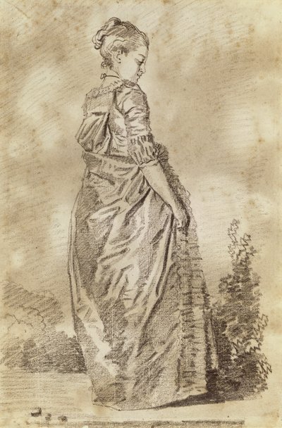 Fiatal nő sétál (piros kréta papíron) alkotó: Jean Honore Fragonard