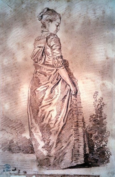 Fiatal nő sétál, és vért húz – Jean Honore Fragonard alkotó: Jean Honore Fragonard