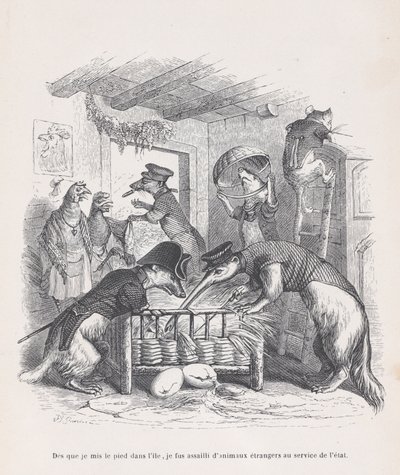 Amint betettem a lábam a szigetre... a Jelenetek a magán- és közéletből..., kb. 1837-47. alkotó: Jean Ignace Isidore Gérard