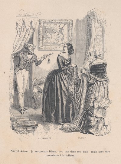 Az új Actaeonként megleptem Dianát, nem a fürdőjében, hanem egy kereskedővel a fürdőszobában. ..., 1843 alkotó: Jean Ignace Isidore Gérard