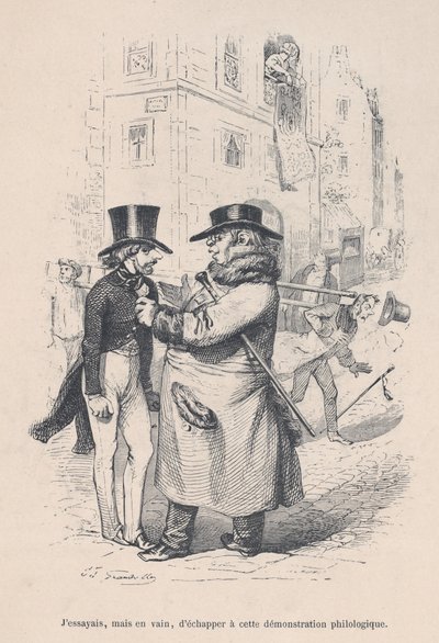 Megpróbáltam kibújni ebből a filológiai vitából. Az emberi élet kis nyomorúságaiból..., 1843. alkotó: Jean Ignace Isidore Gérard