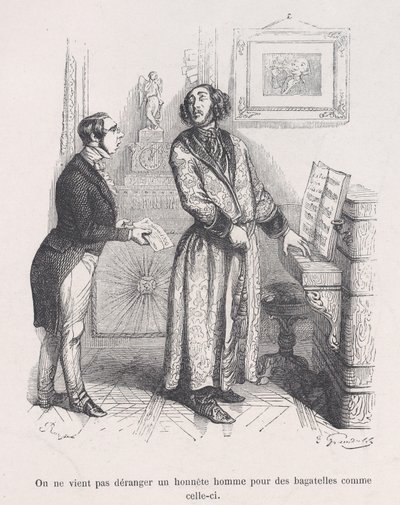 Egy becsületes embert nem zavar az ember ilyen apróságokkal. Huma kis nyomorúságaiból..., 1843. alkotó: Jean Ignace Isidore Gérard