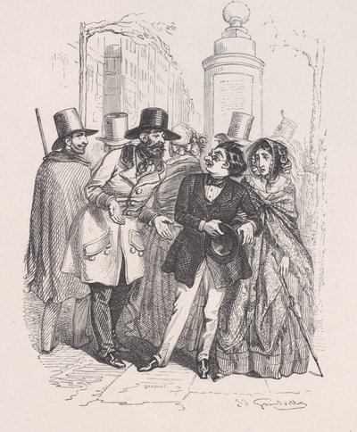 Az ember három évig hibáztathat, ha ledobná a kalapját. a Kis M...-ből, 1843. alkotó: Jean Ignace Isidore Gérard