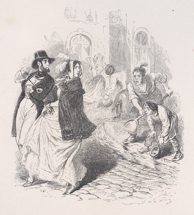 Csak mindenhol vízcsapok, tetszőleges formájú öntözőkannák, tetszőleges méretű lapátok és fazekak..., 1843. alkotó: Jean Ignace Isidore Gérard