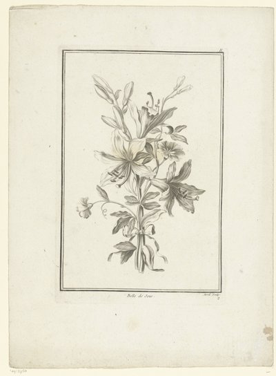 Csokor liliommal Belle de Jour (cím a tárgyon) IIe Cahier de Bouquets (sorozat címe) alkotó: Jean Jacques Avril (I)