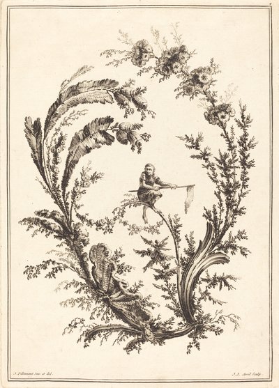 Dísz egy majommal alkotó: Jean Jacques Avril I after Jean Baptiste Pillement
