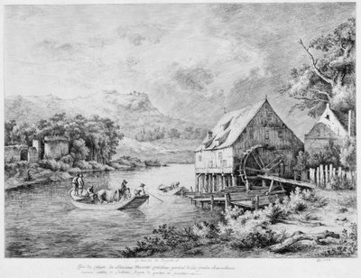 Malom a folyó partján, 1774. alkotó: Jean Jacques Boissieu de