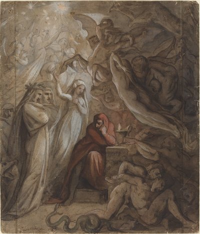 Dante meditál az "Isteni vígjátékon" alkotó: Jean Jacques Feuchere