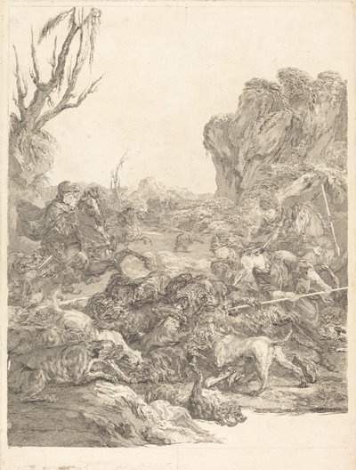 Medvevadászat alkotó: Jean Jacques Flipart after Carle Van Loo
