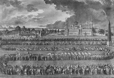 Szultán körmenete a Hippodromon alkotó: Jean Jacques Francois Le Barbier