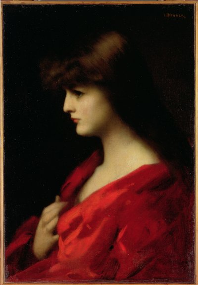 Tanulmány egy vörös ruhás nőről, az 1890-es évek elején alkotó: Jean-Jacques Henner