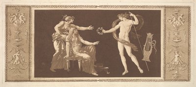 Apolló megkoronázza a művészeteket Apolló megkoronázza a művészeteket, a Recueil de Different Compositions...-ból, 1784. alkotó: Jean Jacques Lagrenee