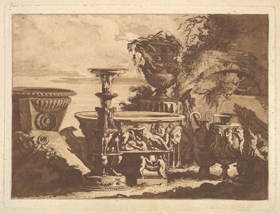 Kompozíció a Medici-vázával, a Recueil de Compositions par Lagrenée Le Jeune Coll...-ból, 1782. alkotó: Jean Jacques Lagrenee
