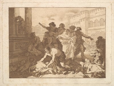 La Peste chez les Philistines Plague among the Philisztines, egy albumban, amely R..., 1782-1821. alkotó: Jean Jacques Lagrenee