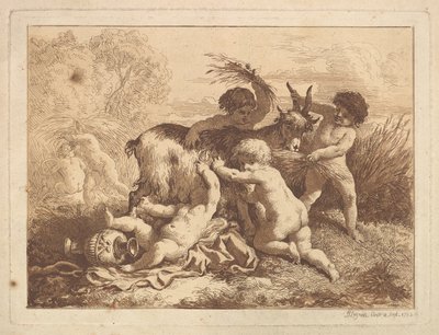 Les petits moissonneurs et la chevre A fiatal aratók és a kecske, egy albumban, Cont..., 1782. alkotó: Jean Jacques Lagrenee
